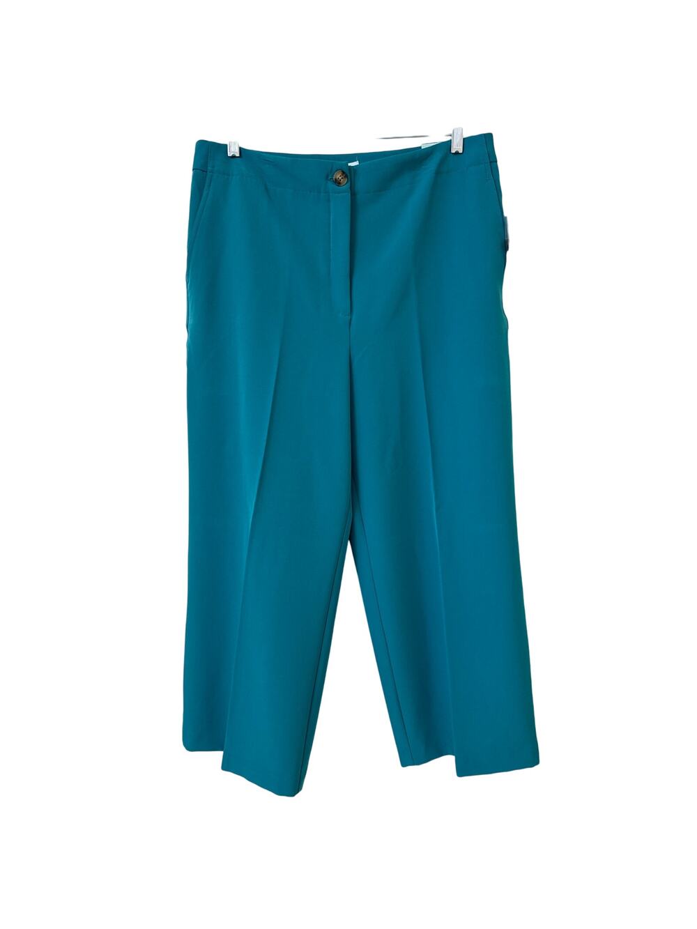 NWT Blue Sol Size 14 Teal Straight Leg Pants Slip Pockets Button Zipper Closure